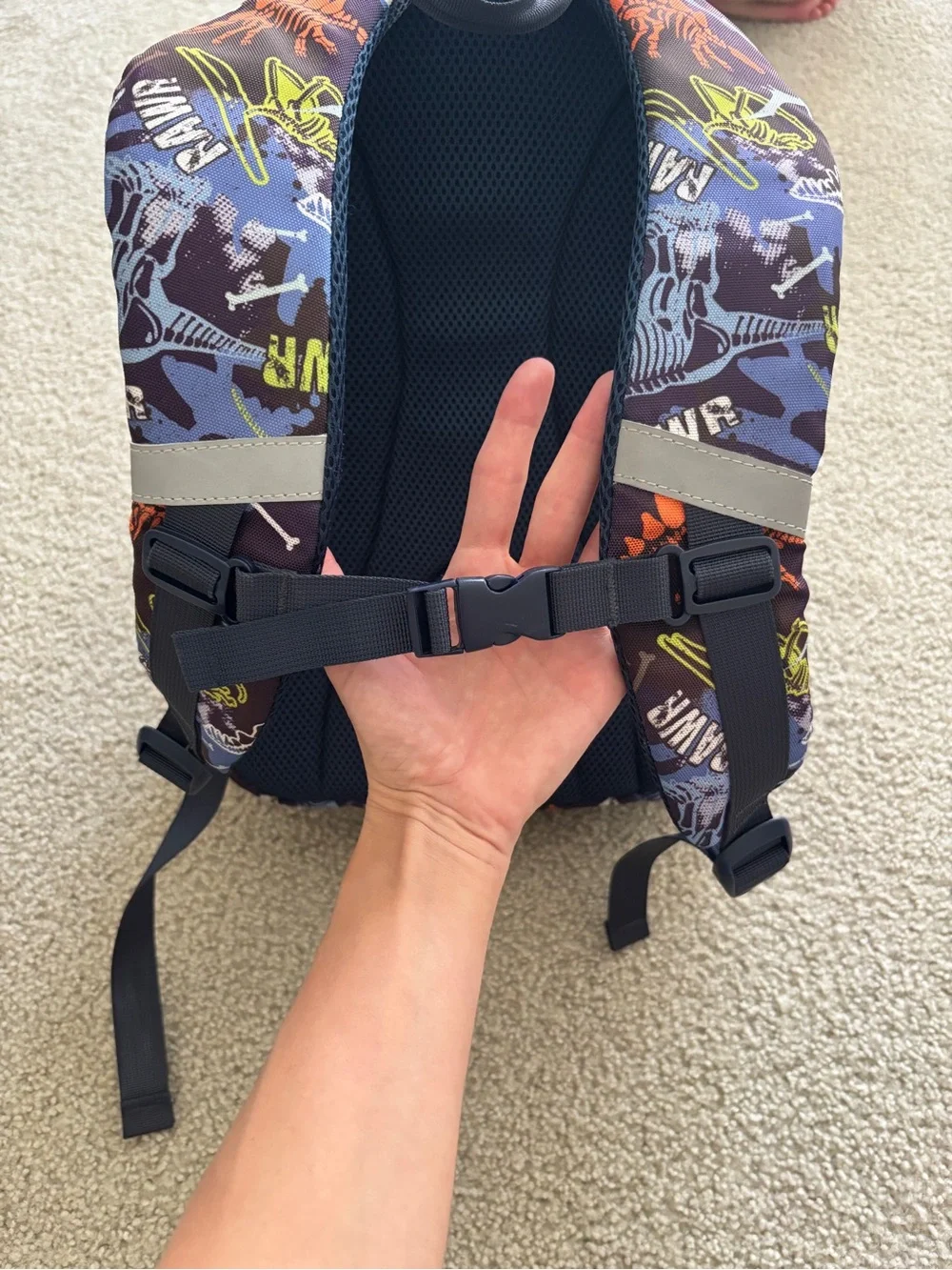 Kids' Purple Dinosaur Backpack with Lime Trim